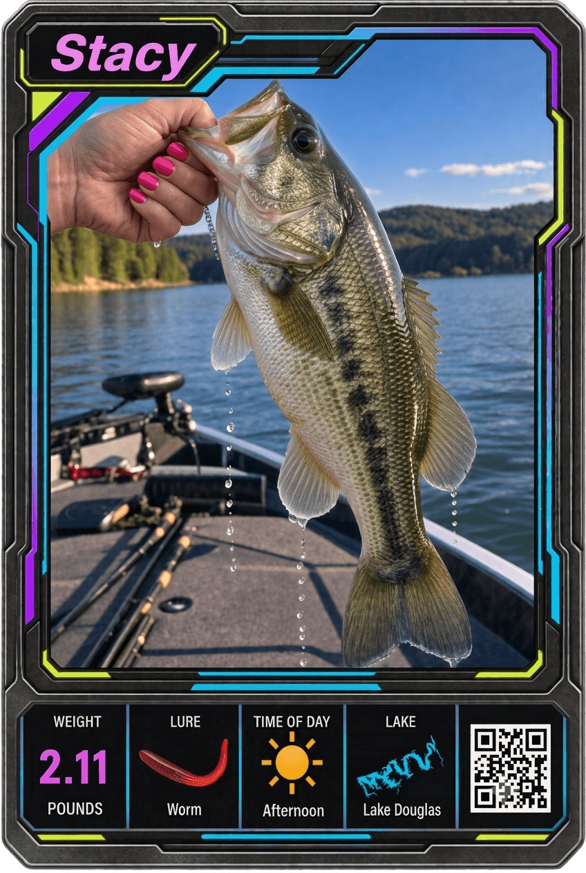 Stacy — Douglas Lake bass card