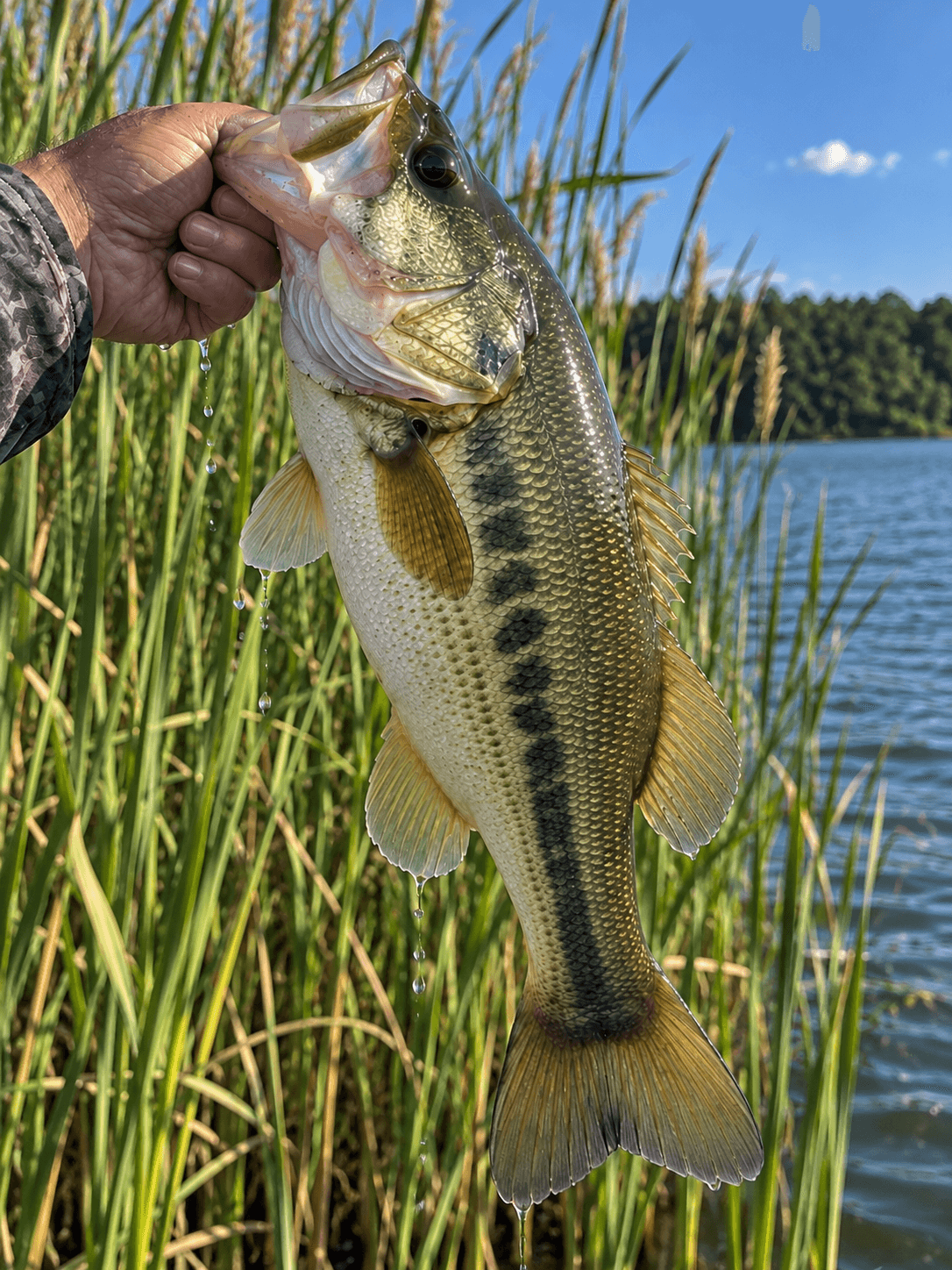 Original bass catch photograph, held by the angler